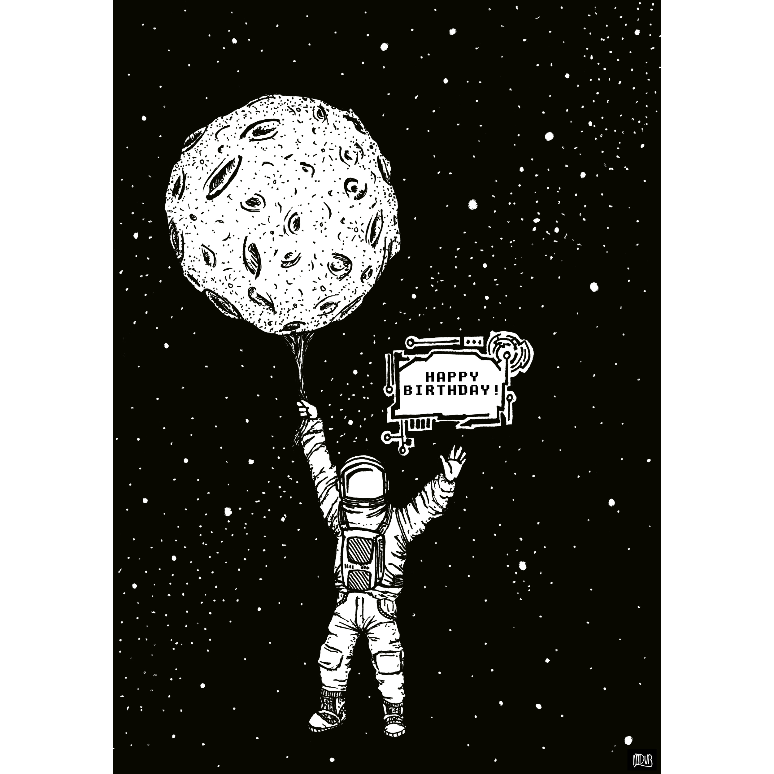 Wenskaart Astronaut Happy Birthday